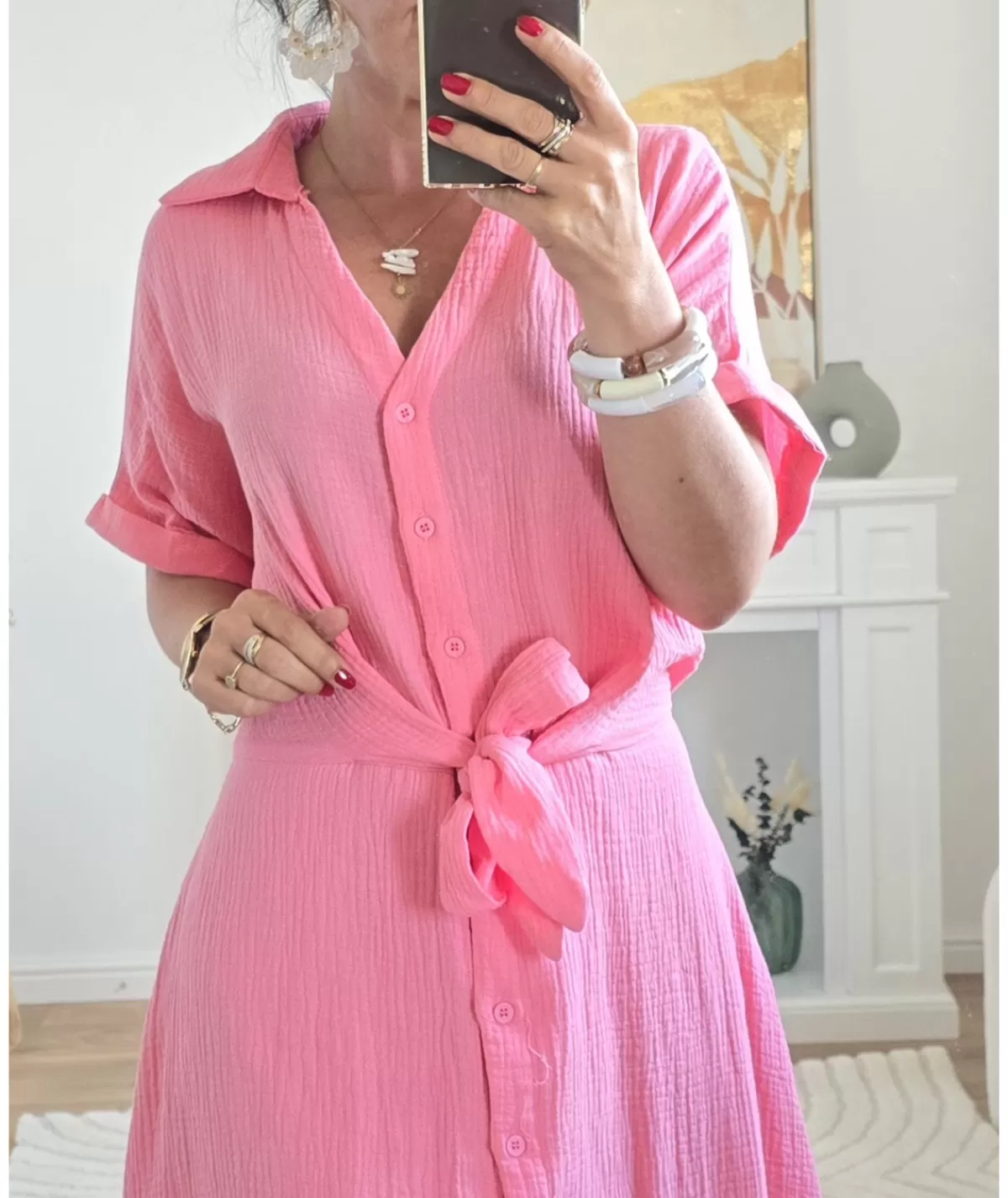 La boutique de Lilie Robes>ROBE STEFFY GAZE DE COTON Corail