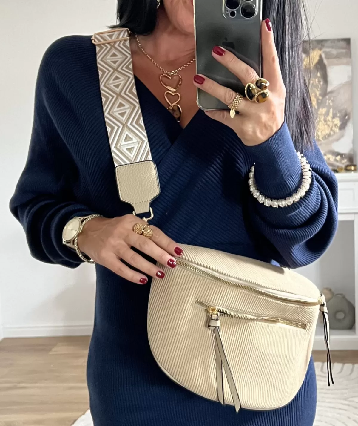 La boutique de Lilie Sacs / Idées Cadeaux>SAC BANANE VELOURS NINON Camel
