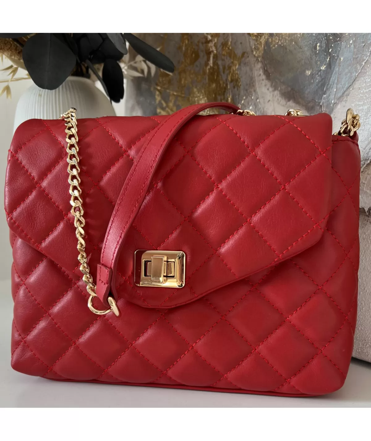 La boutique de Lilie Sacs / Idées Cadeaux>SAC KARINE EN CUIR Rouge