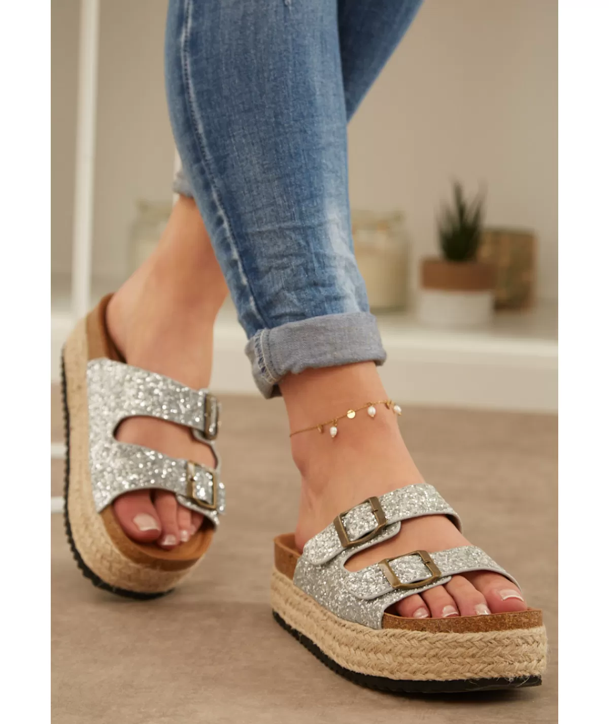 La boutique de Lilie Sandales & Espadrilles>SANDALES ELHYNE - ARGENT Argente