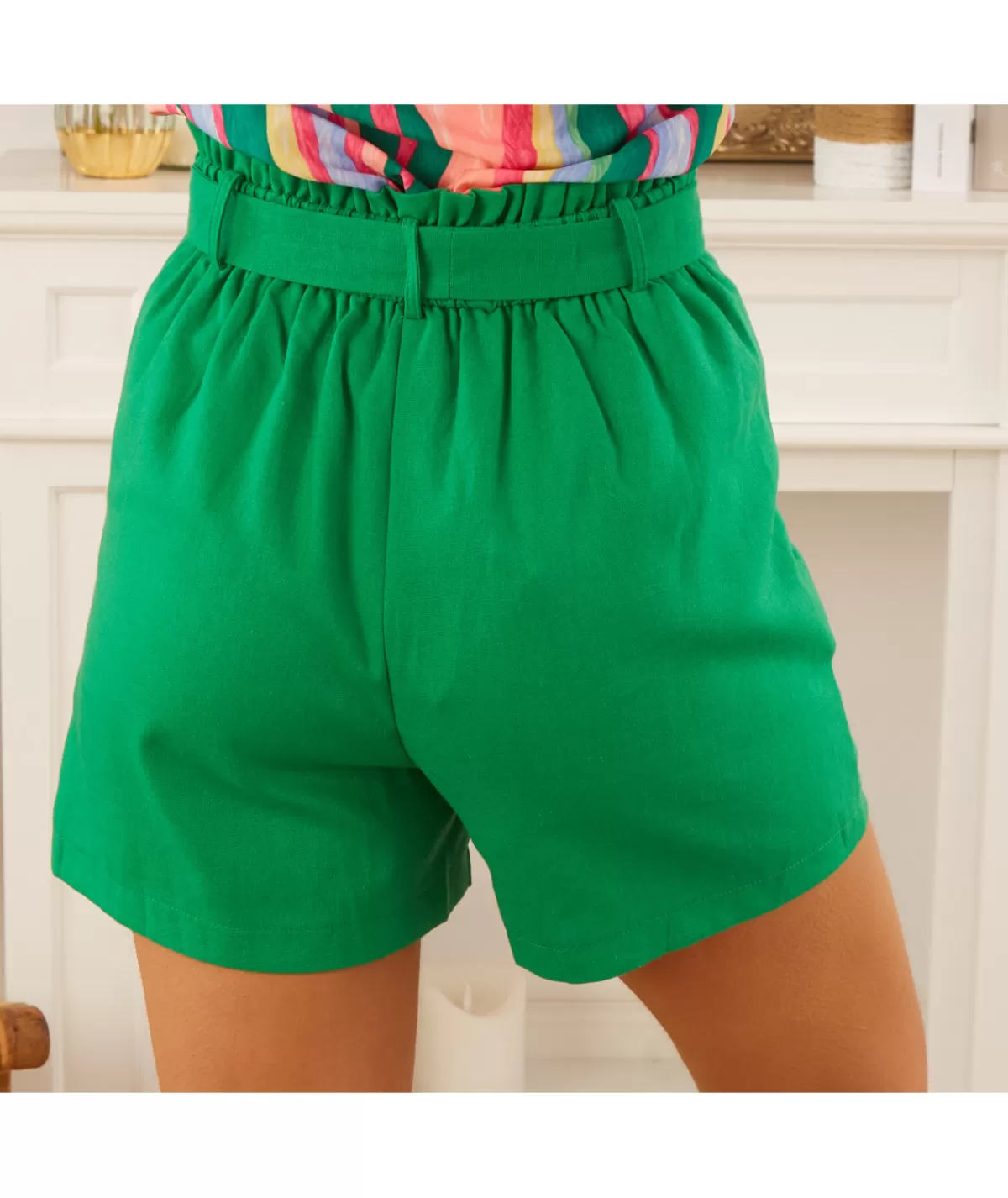 La boutique de Lilie Jupes / Shorts>SHORT EN LIN BARBARA Vert