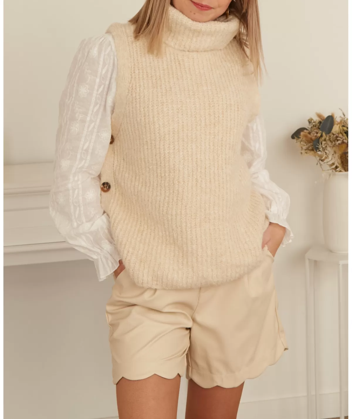 La boutique de Lilie Jupes / Shorts>SHORT KAYLIAH Beige