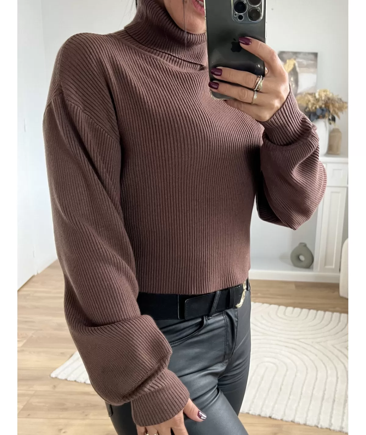 La boutique de Lilie Pulls / Gilets>SOUS PULL DEBORAH CROP TOP Chocolat
