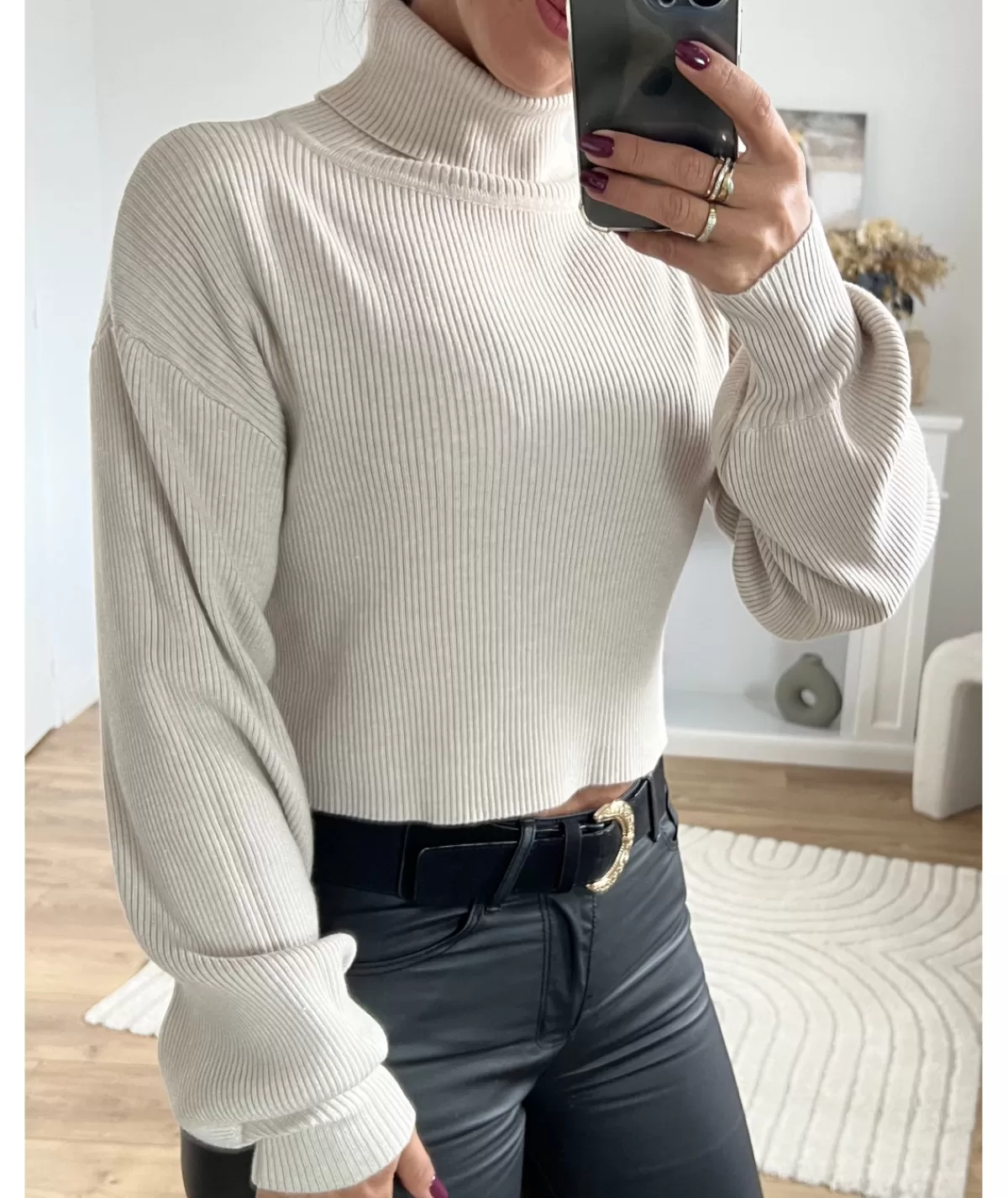 La boutique de Lilie Pulls / Gilets>SOUS PULL DEBORAH CROP TOP Beige