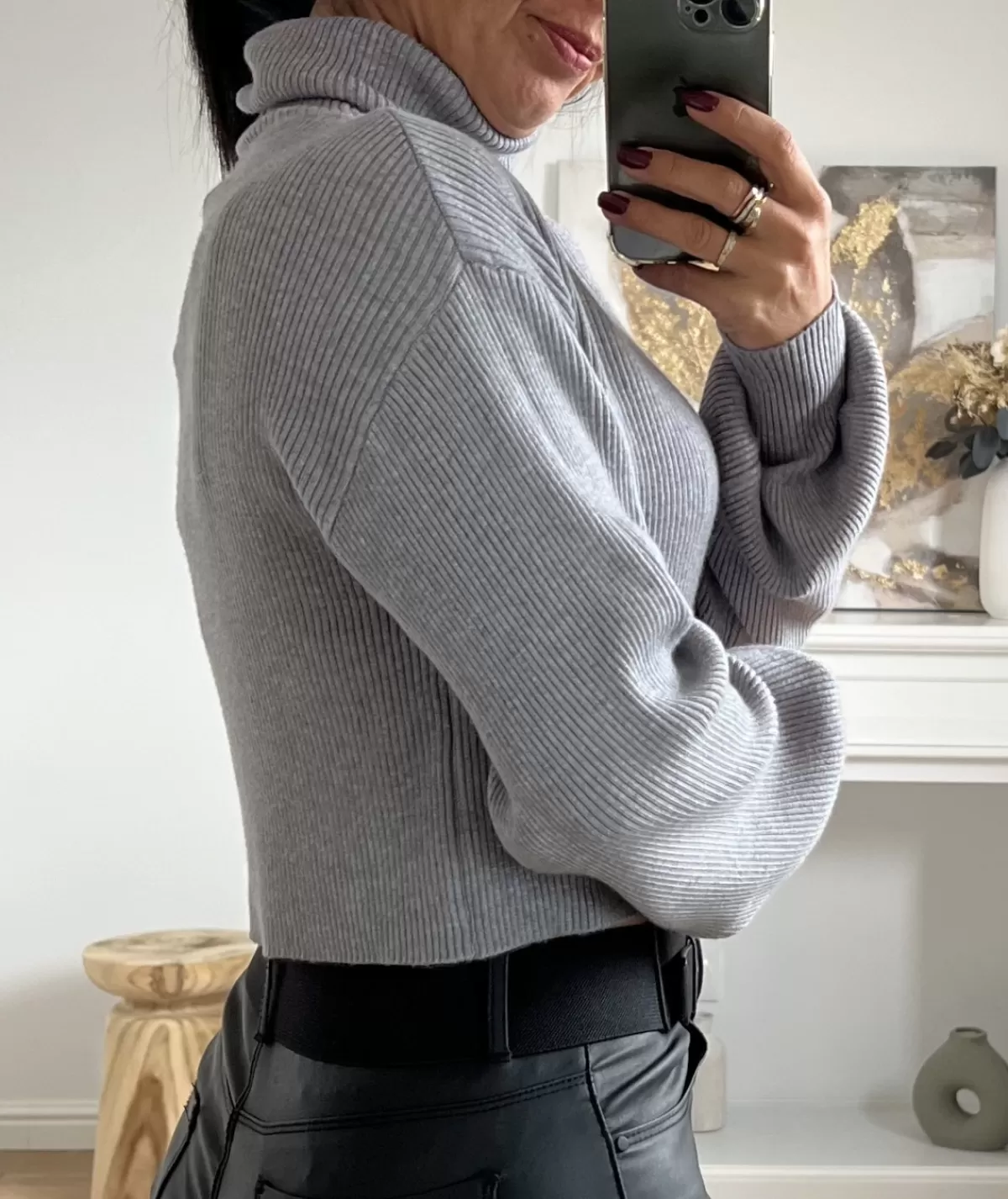 La boutique de Lilie Pulls / Gilets>SOUS PULL DEBORAH CROP TOP Gris