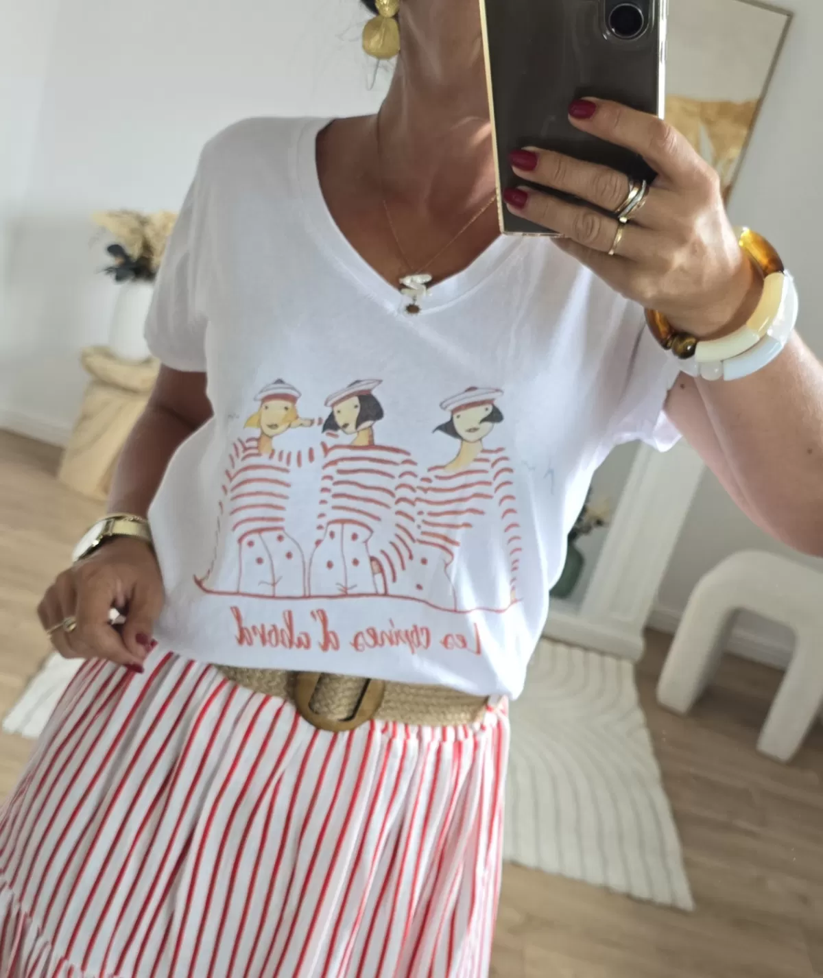 La boutique de Lilie T-shirts>TEE-SHIRT ORIANE Rouge