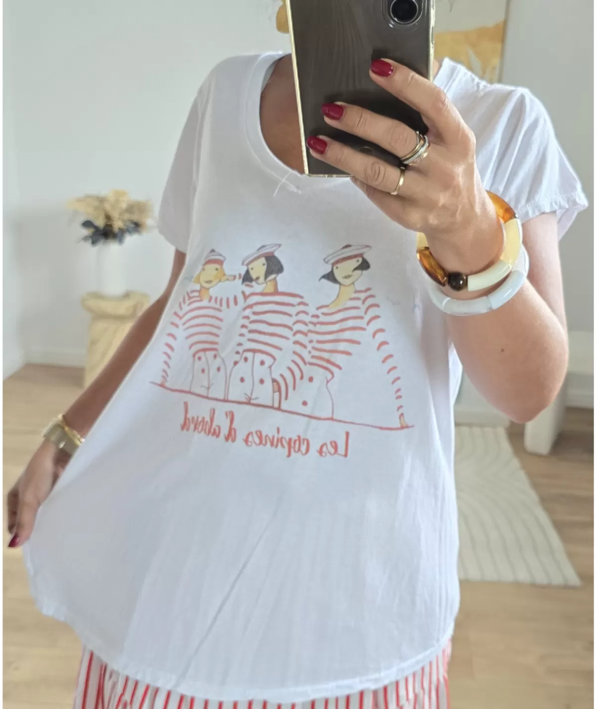La boutique de Lilie T-shirts>TEE-SHIRT ORIANE Rouge