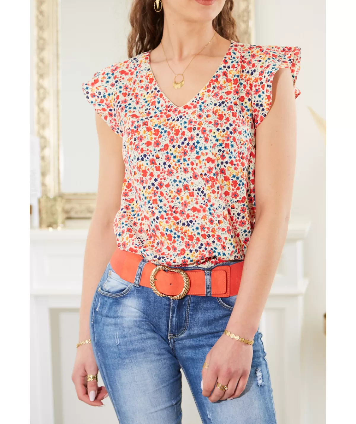 La boutique de Lilie Tops / Blouses>TOP AMANDINE Rouge