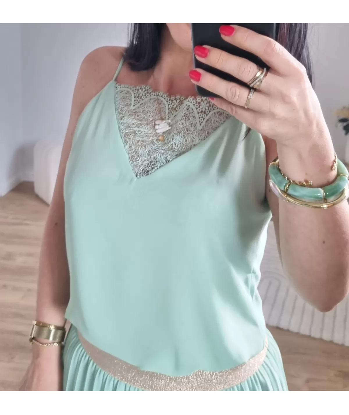 La boutique de Lilie Tops / Blouses>TOP KELLY Vertdeau