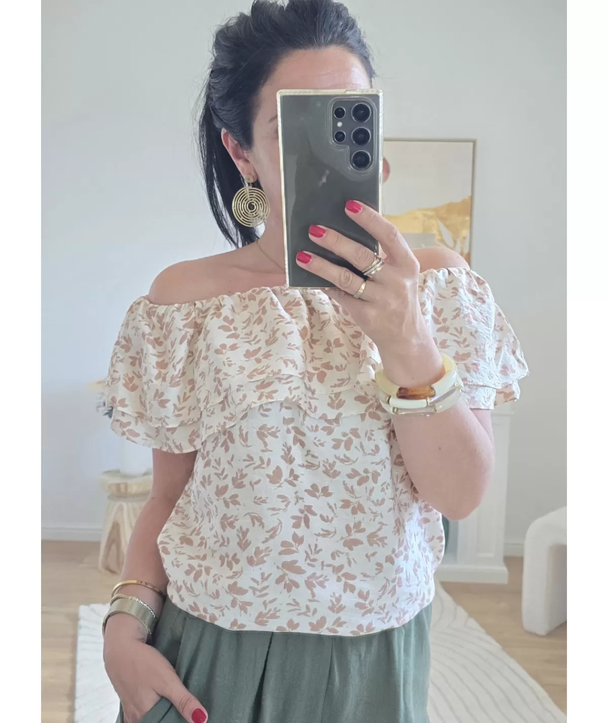 La boutique de Lilie Tops / Blouses>TOP LAMINE Taupe