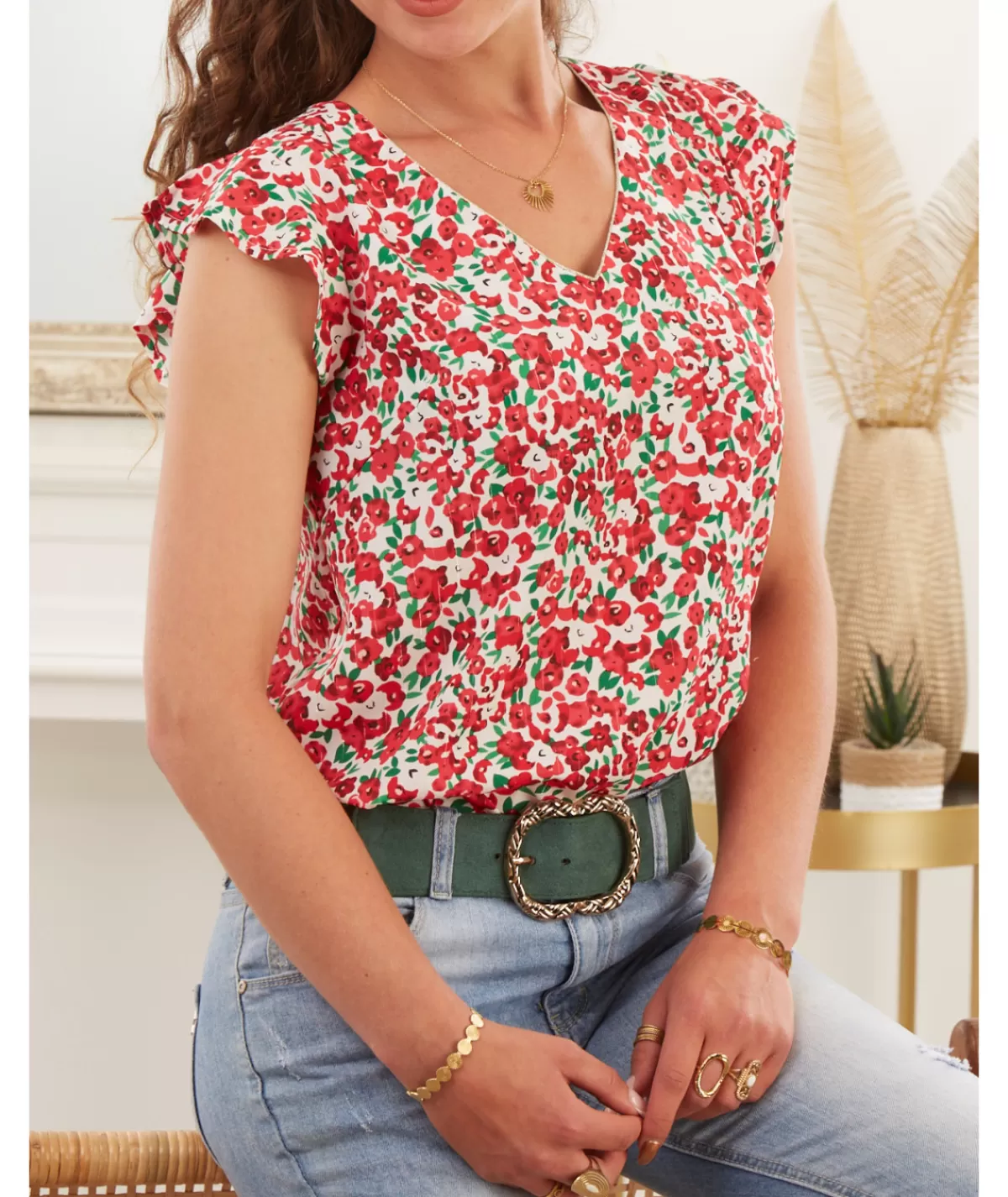 La boutique de Lilie Tops / Blouses>TOP LOANA Rouge