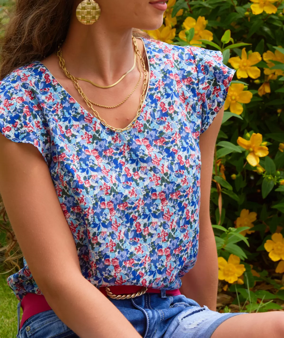 La boutique de Lilie Tops / Blouses>TOP NABARA Bleu