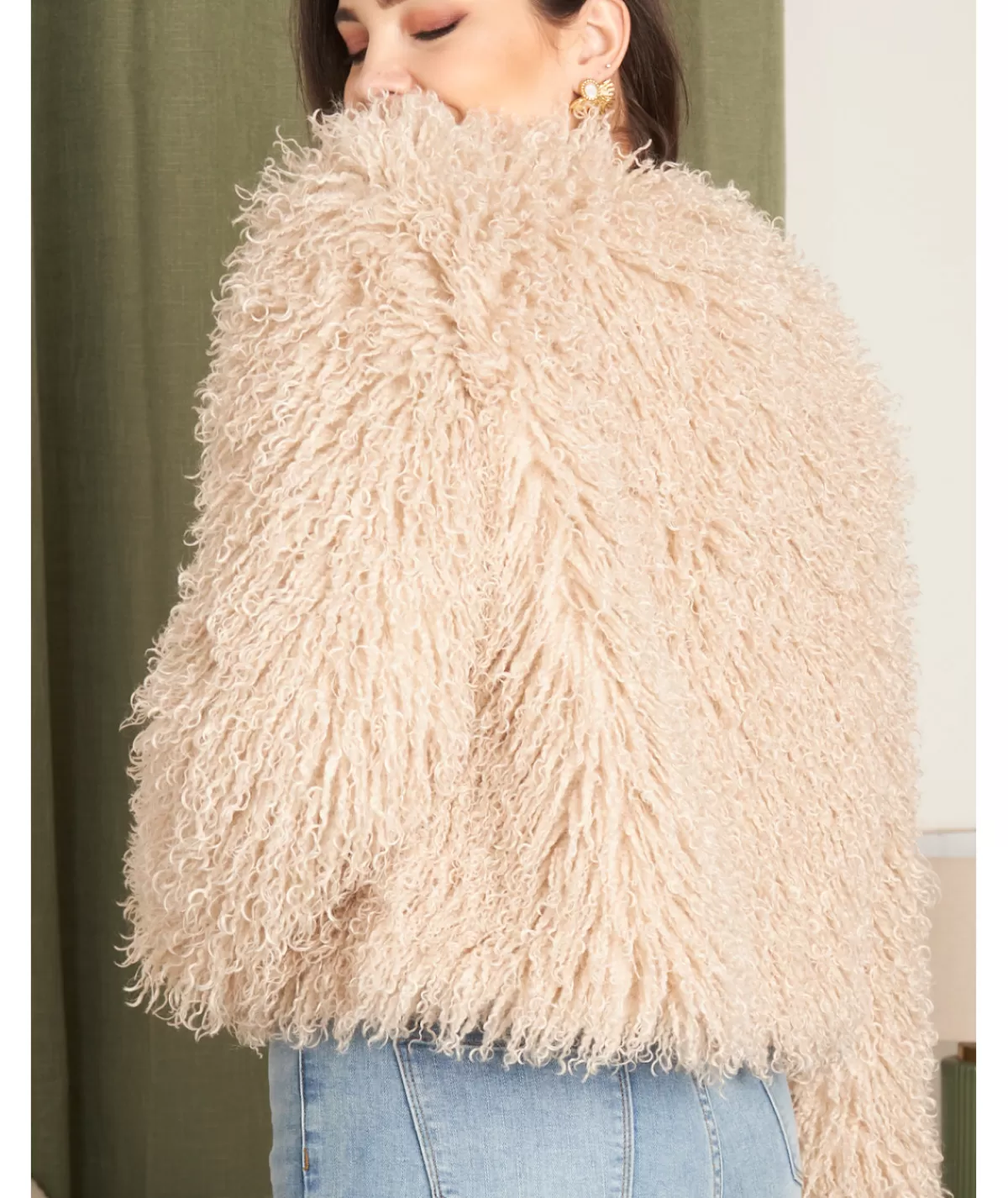 La boutique de Lilie Vestes>VESTE EN FOURRURE KARMEN Beige