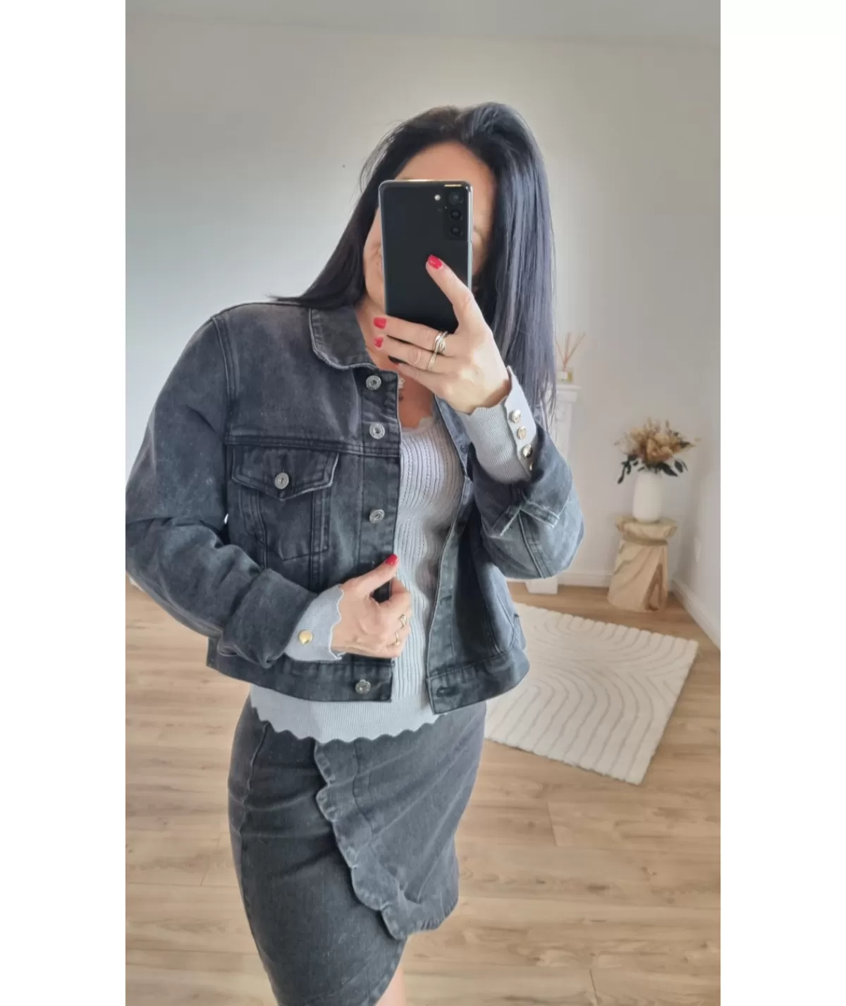 La boutique de Lilie Vestes>VESTE EN JEANS ARIELLE Noir