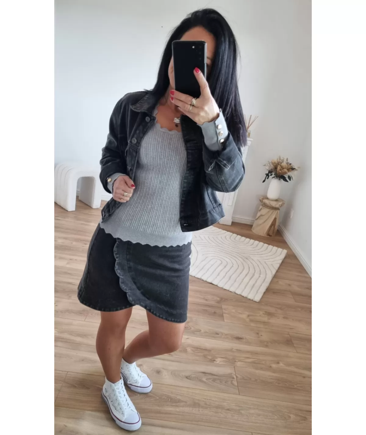 La boutique de Lilie Vestes>VESTE EN JEANS ARIELLE Noir