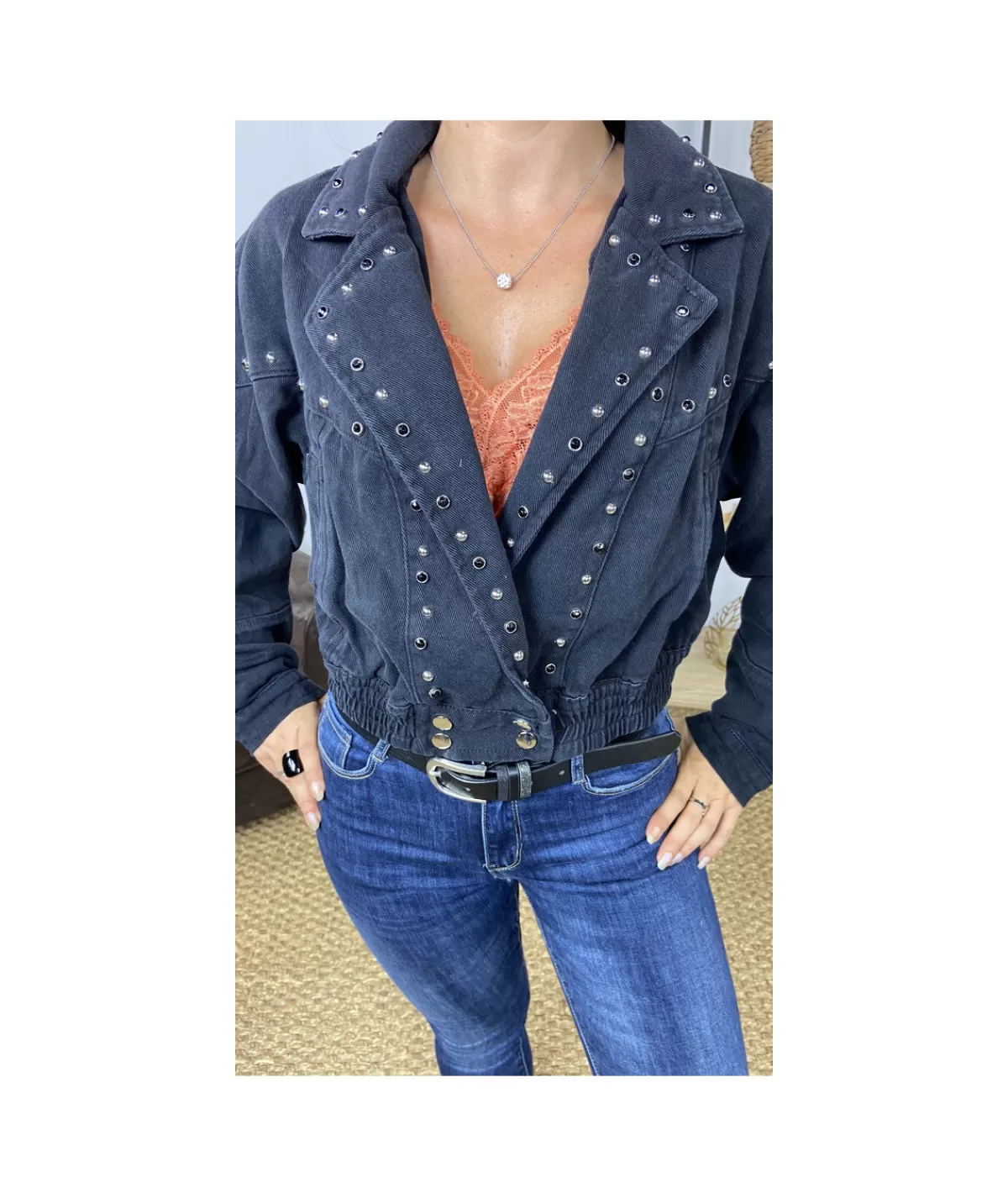La boutique de Lilie Vestes>VESTE EN JEANS AXELLE Noir