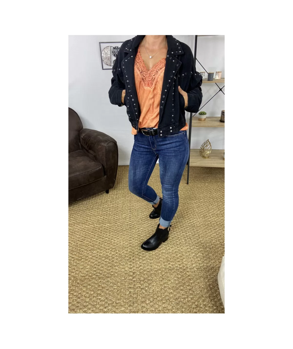 La boutique de Lilie Vestes>VESTE EN JEANS AXELLE Noir