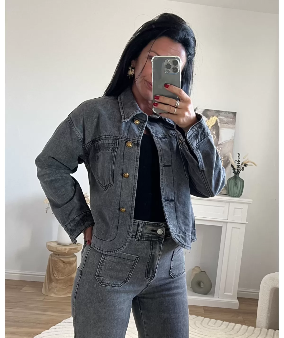 La boutique de Lilie Vestes>VESTE EN JEANS ELSA Gris
