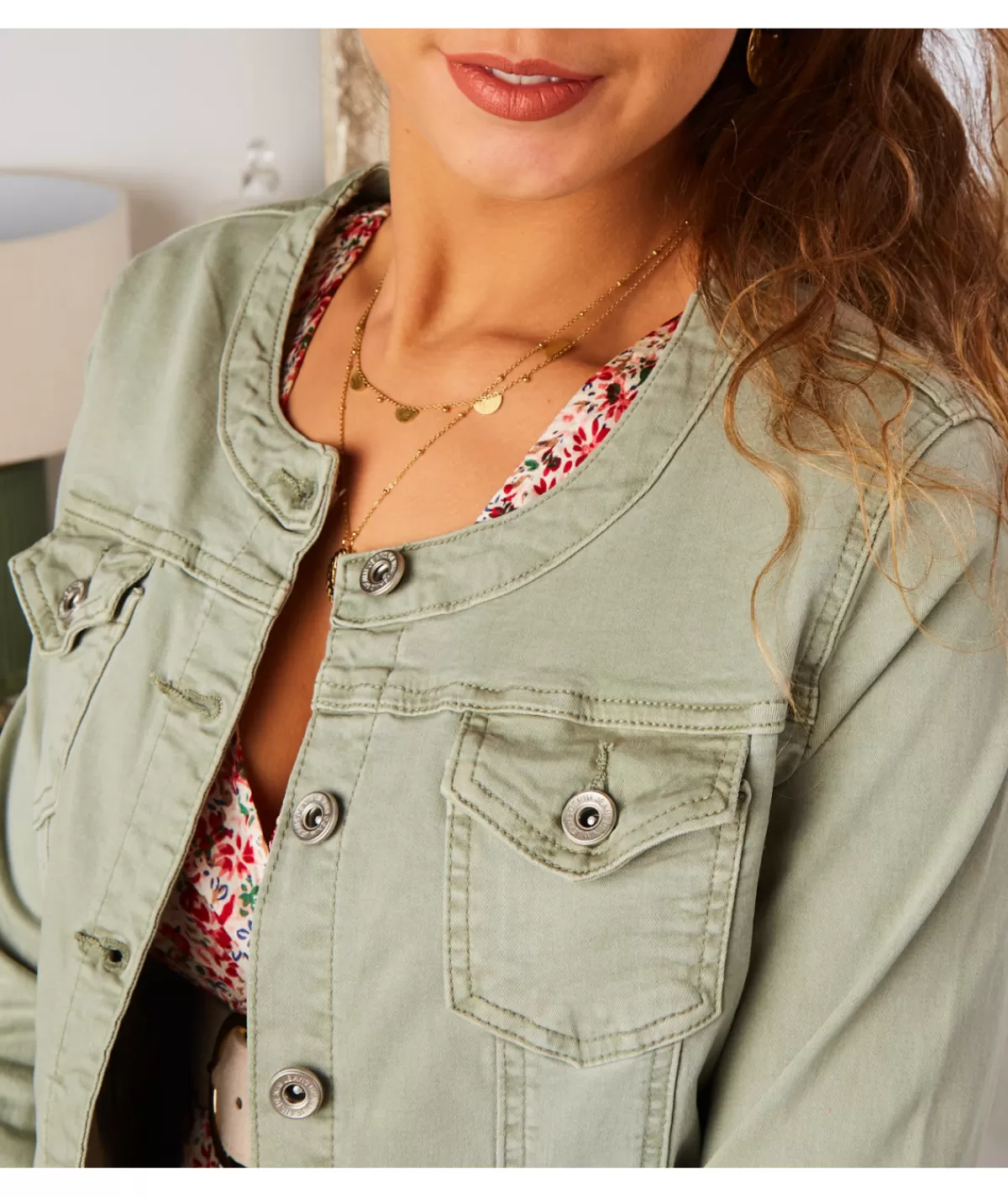 La boutique de Lilie Vestes>VESTE EN JEANS GAELLE Kaki