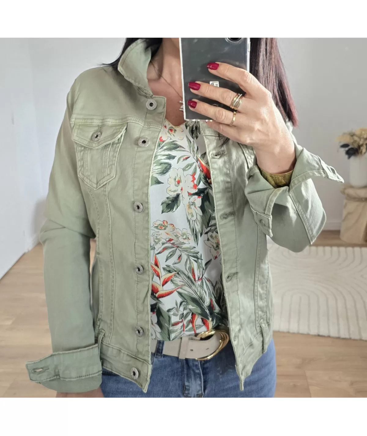 La boutique de Lilie Vestes>VESTE EN JEANS LAURA Kaki