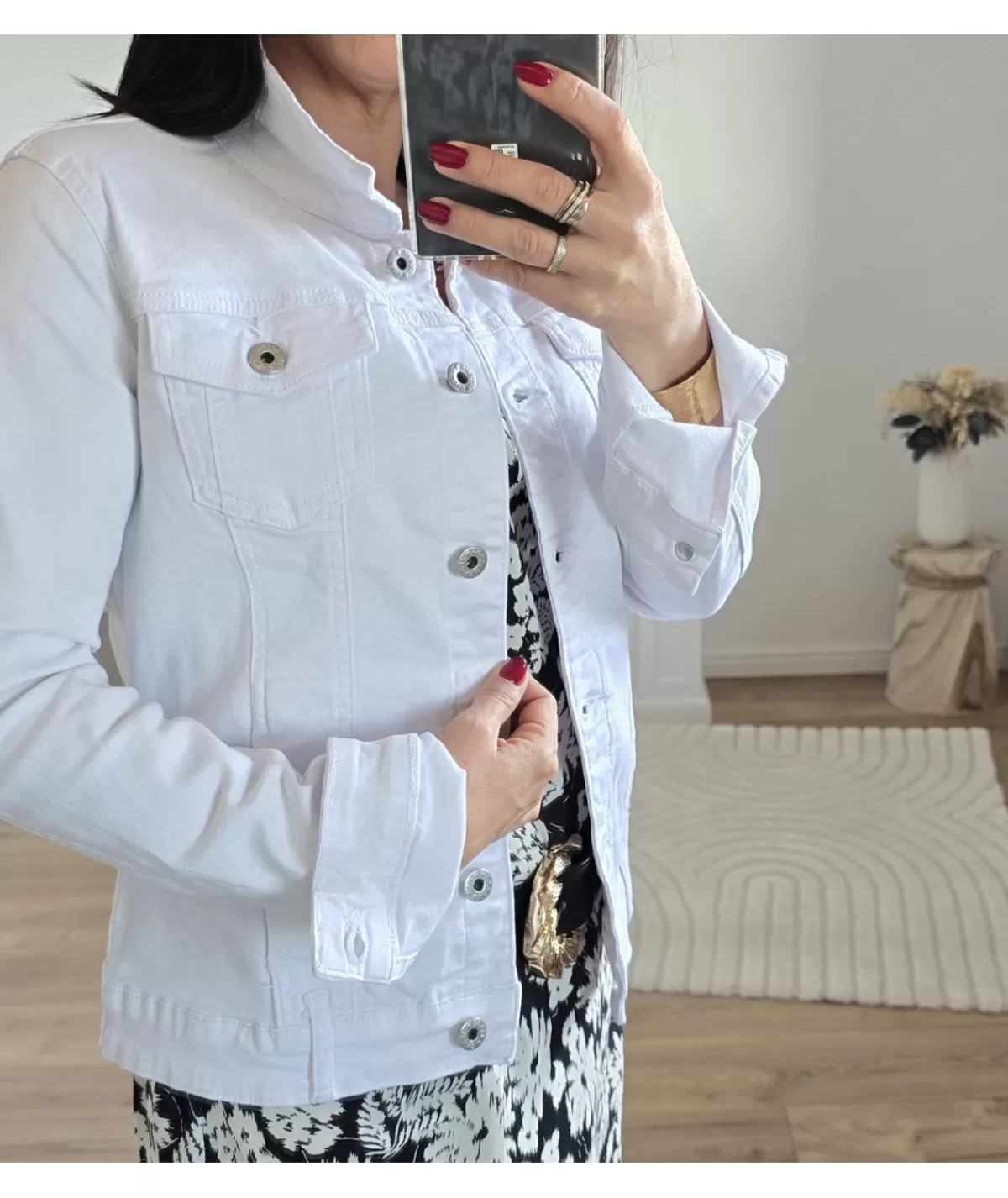 La boutique de Lilie Vestes>VESTE EN JEANS LAURA Blanc