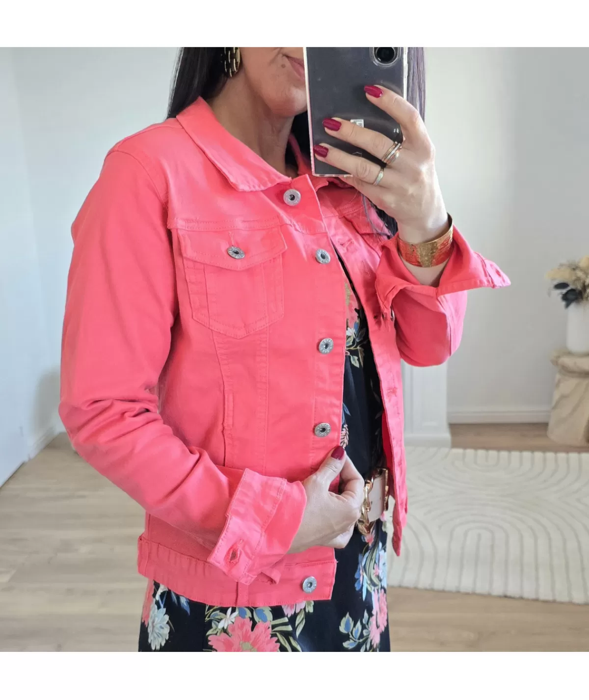 La boutique de Lilie Vestes>VESTE EN JEANS LAURA Corail