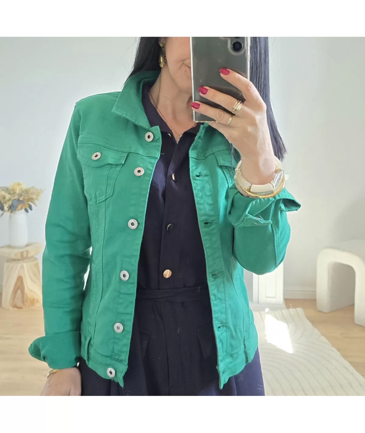 La boutique de Lilie Vestes>VESTE EN JEANS LAURA II Vert