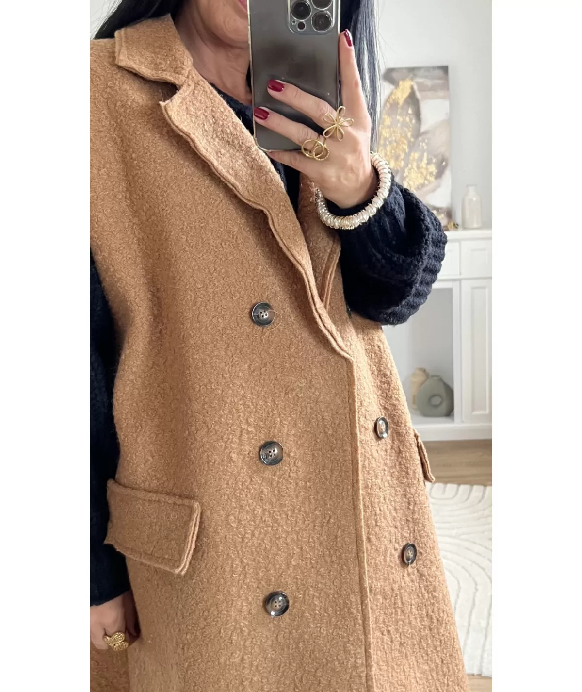 La boutique de Lilie Vestes>VESTE LONGUE SANS MANCHE ANTOINE Camel