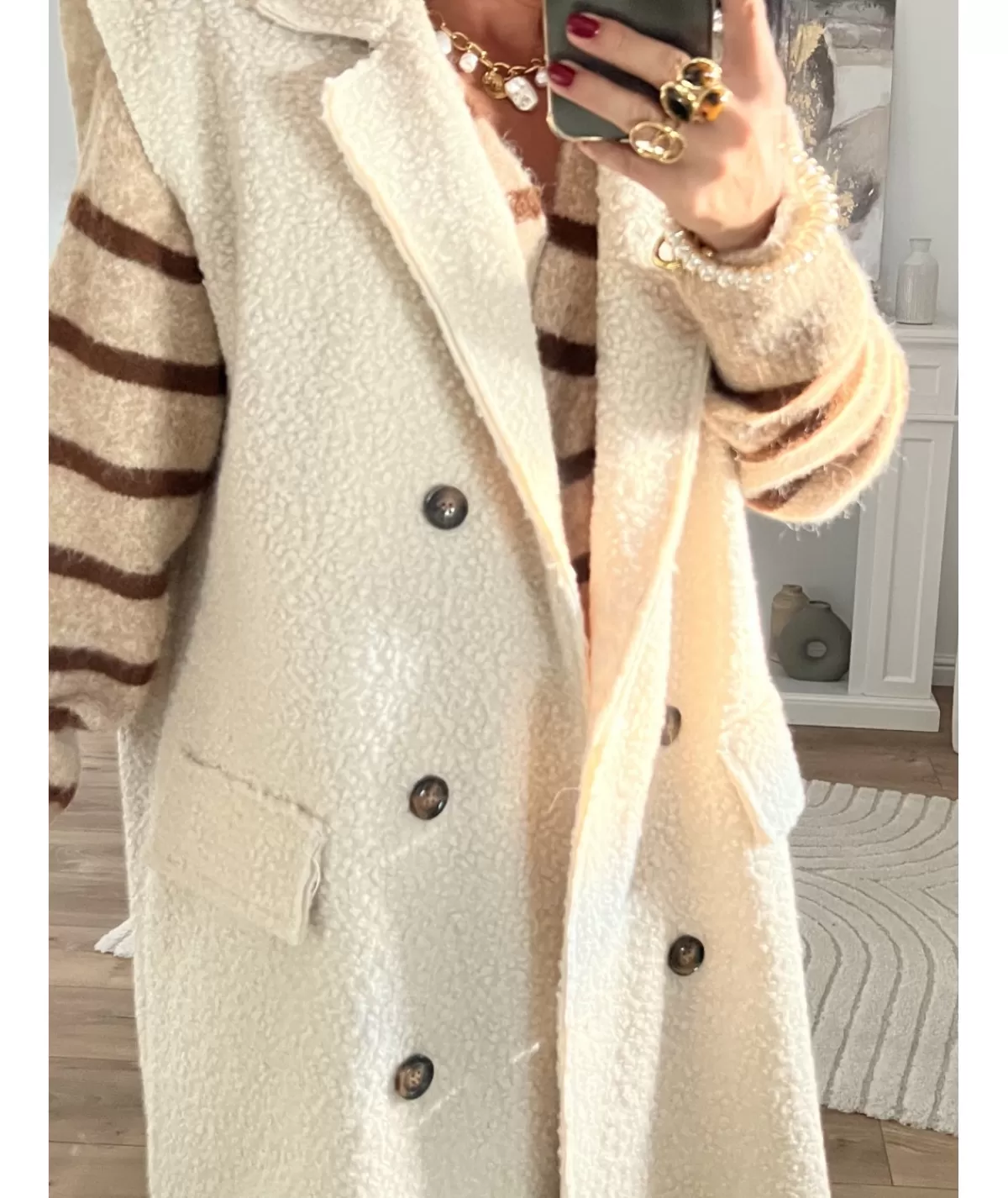 La boutique de Lilie Vestes>VESTE LONGUE SANS MANCHE ANTOINE Beige