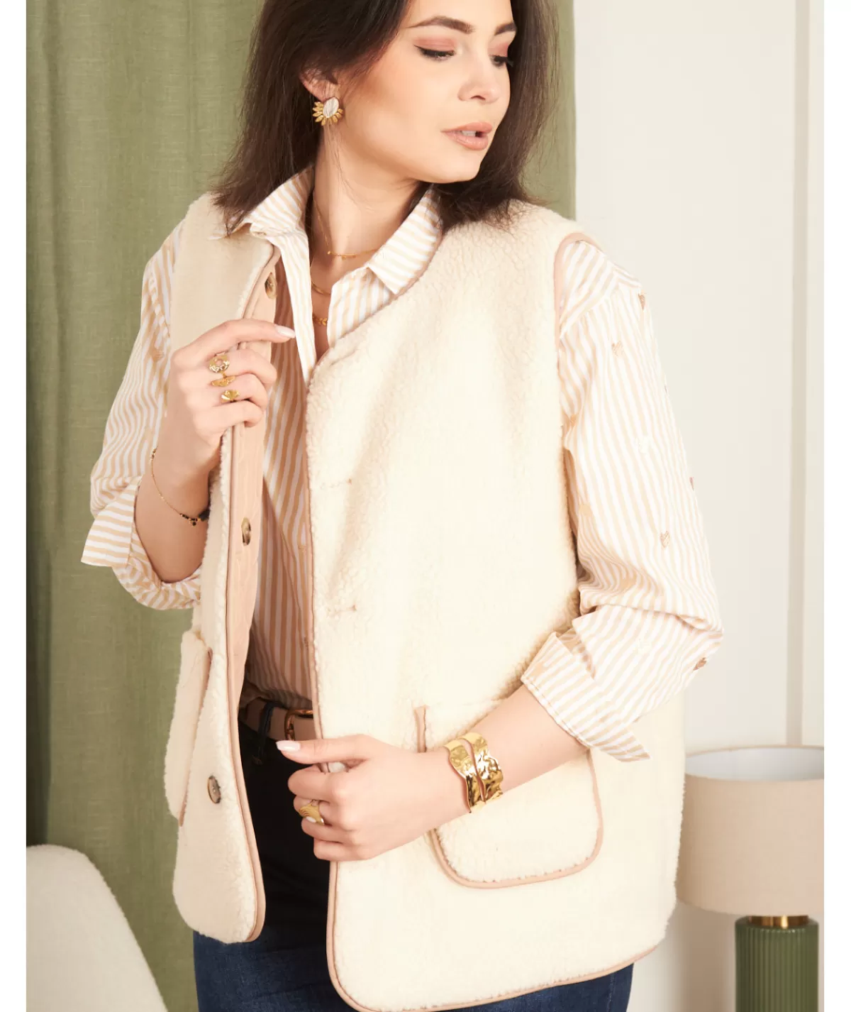 La boutique de Lilie Vestes>VESTE NICOLE REVERSIBLE Beige