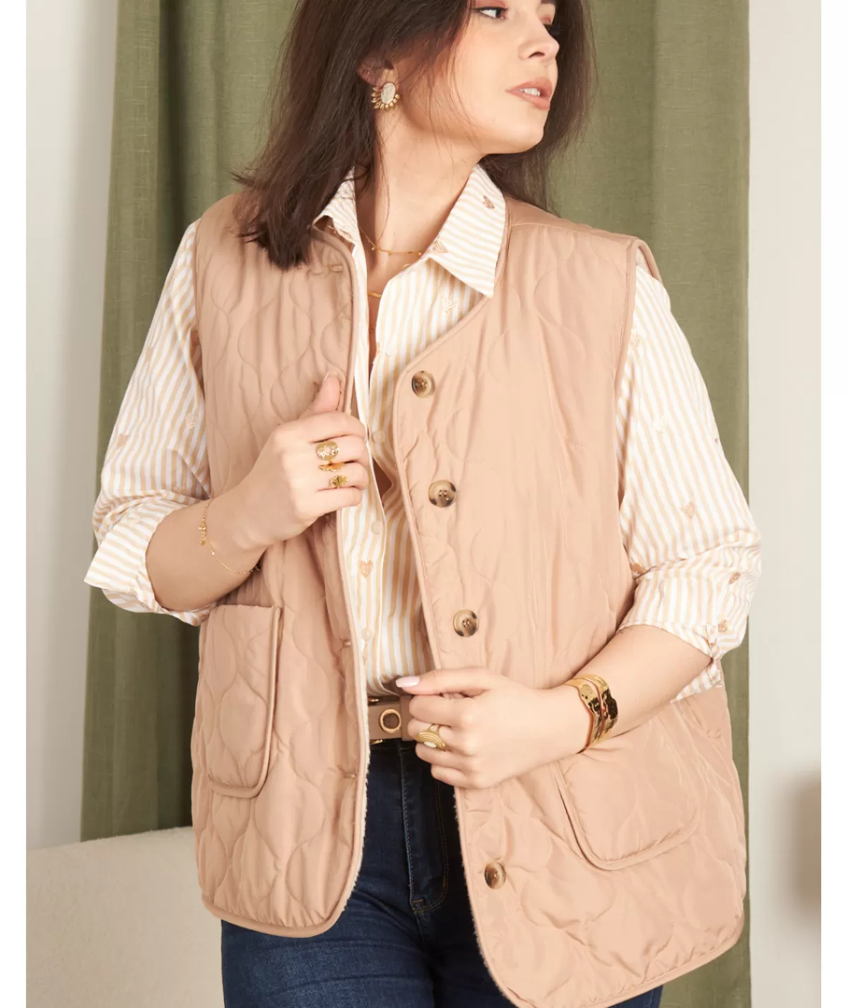 La boutique de Lilie Vestes>VESTE NICOLE REVERSIBLE Beige