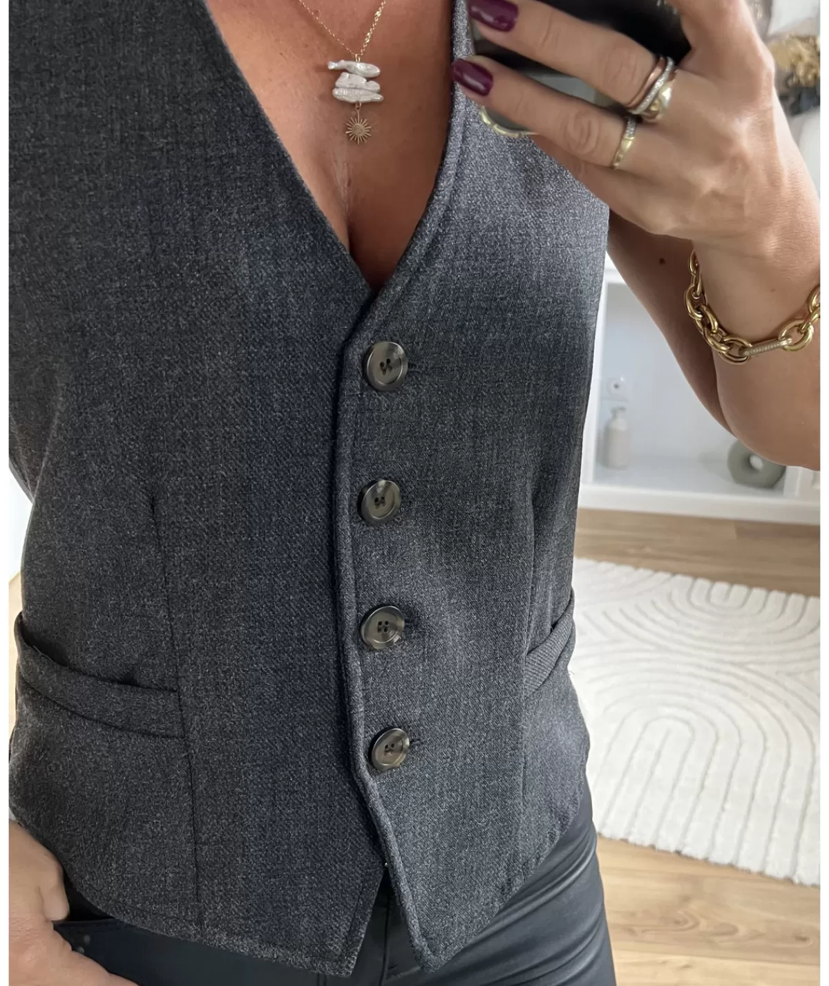 La boutique de Lilie Vestes>VESTE SANS MANCHE FLAVIE Gris