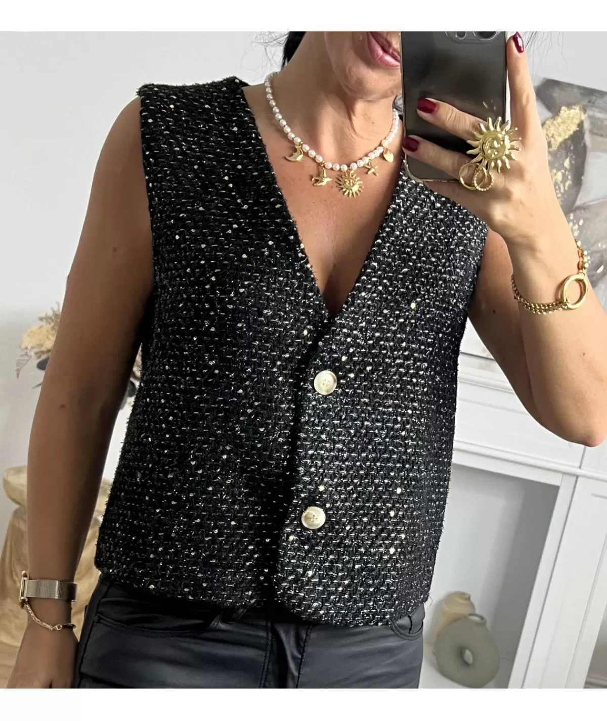 La boutique de Lilie Vestes>VESTE SANS MANCHE ORNELLA Noir
