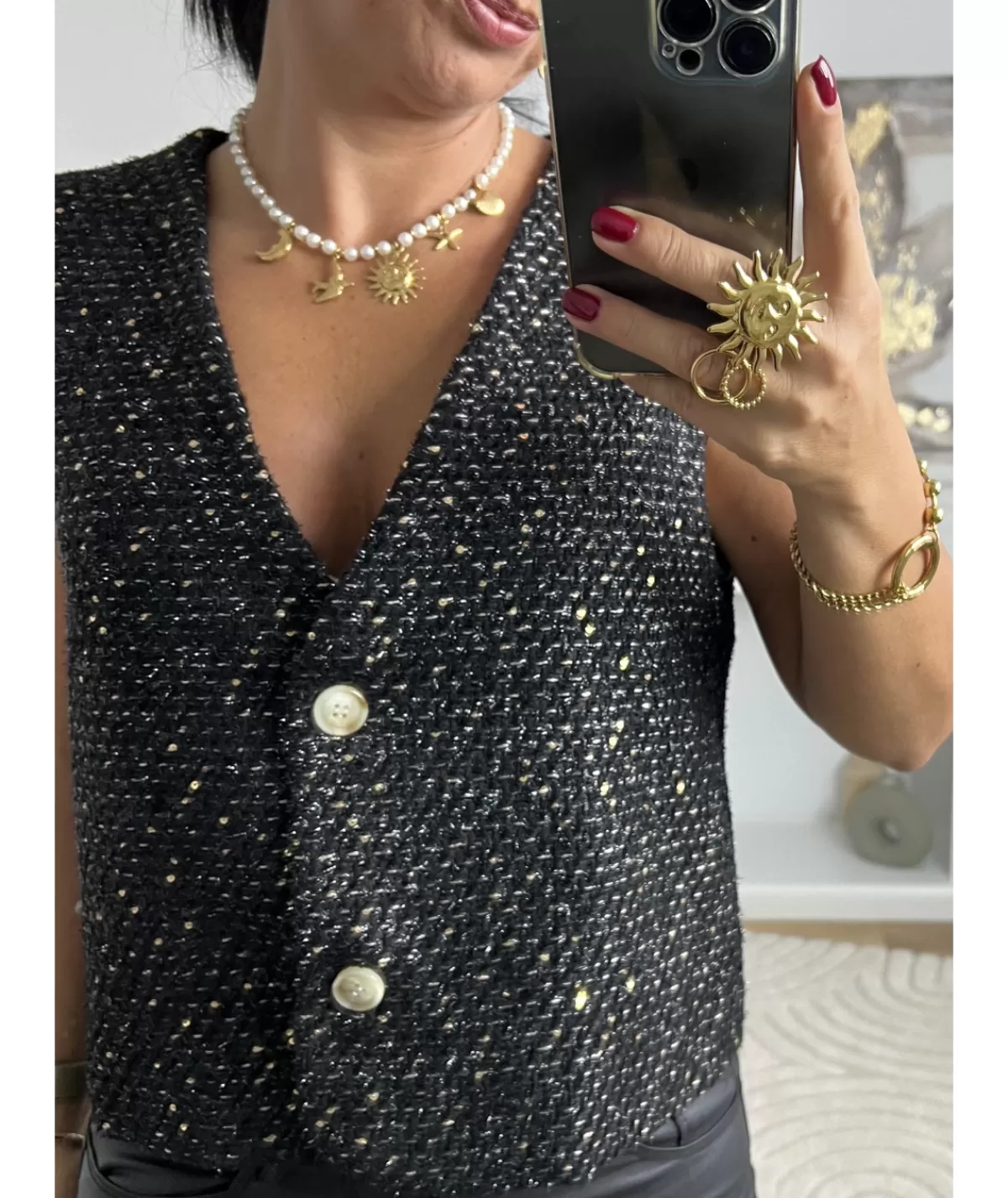 La boutique de Lilie Vestes>VESTE SANS MANCHE ORNELLA Noir