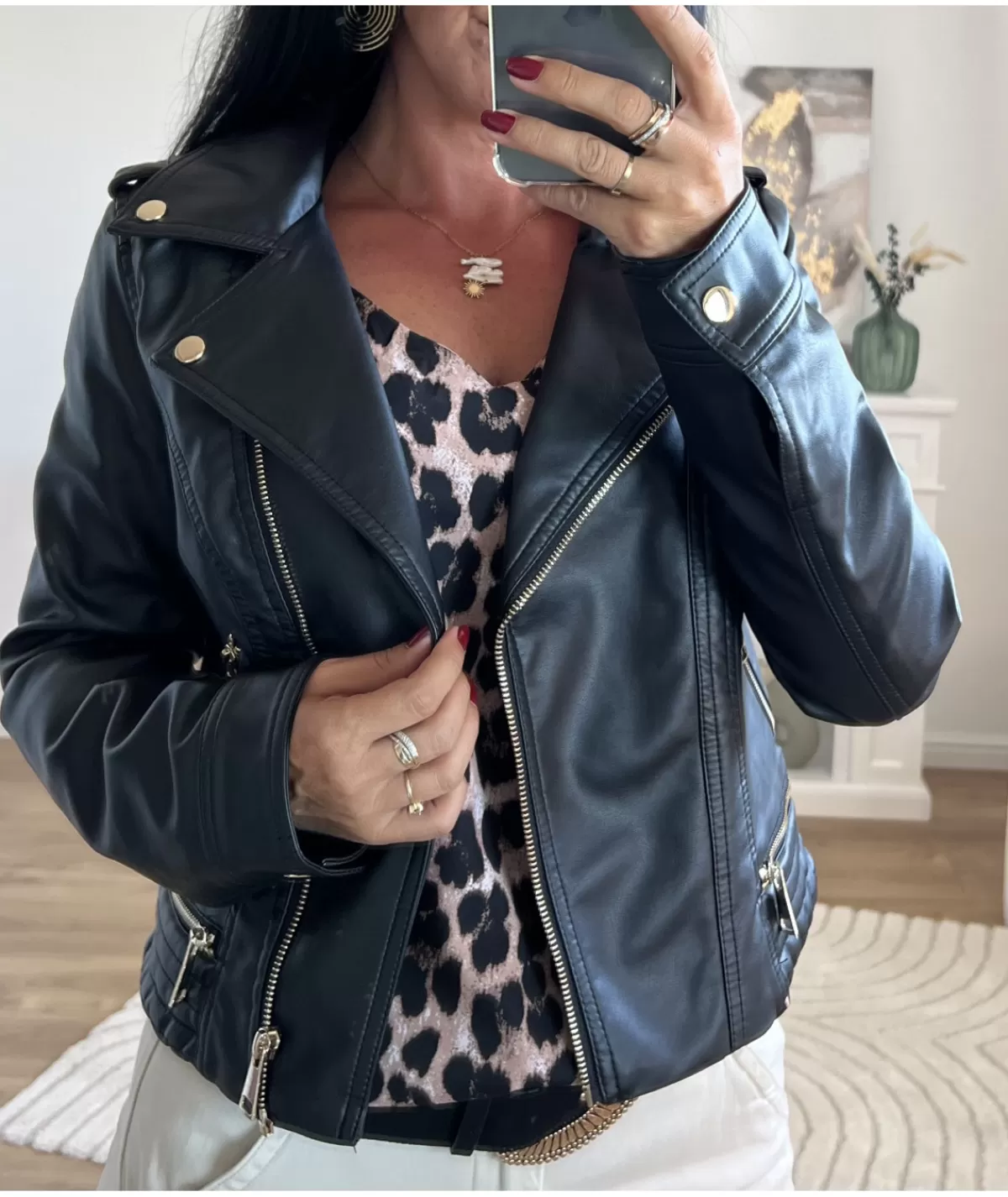 La boutique de Lilie Vestes>VESTE SIMILI CUIR LAETICIA Noir
