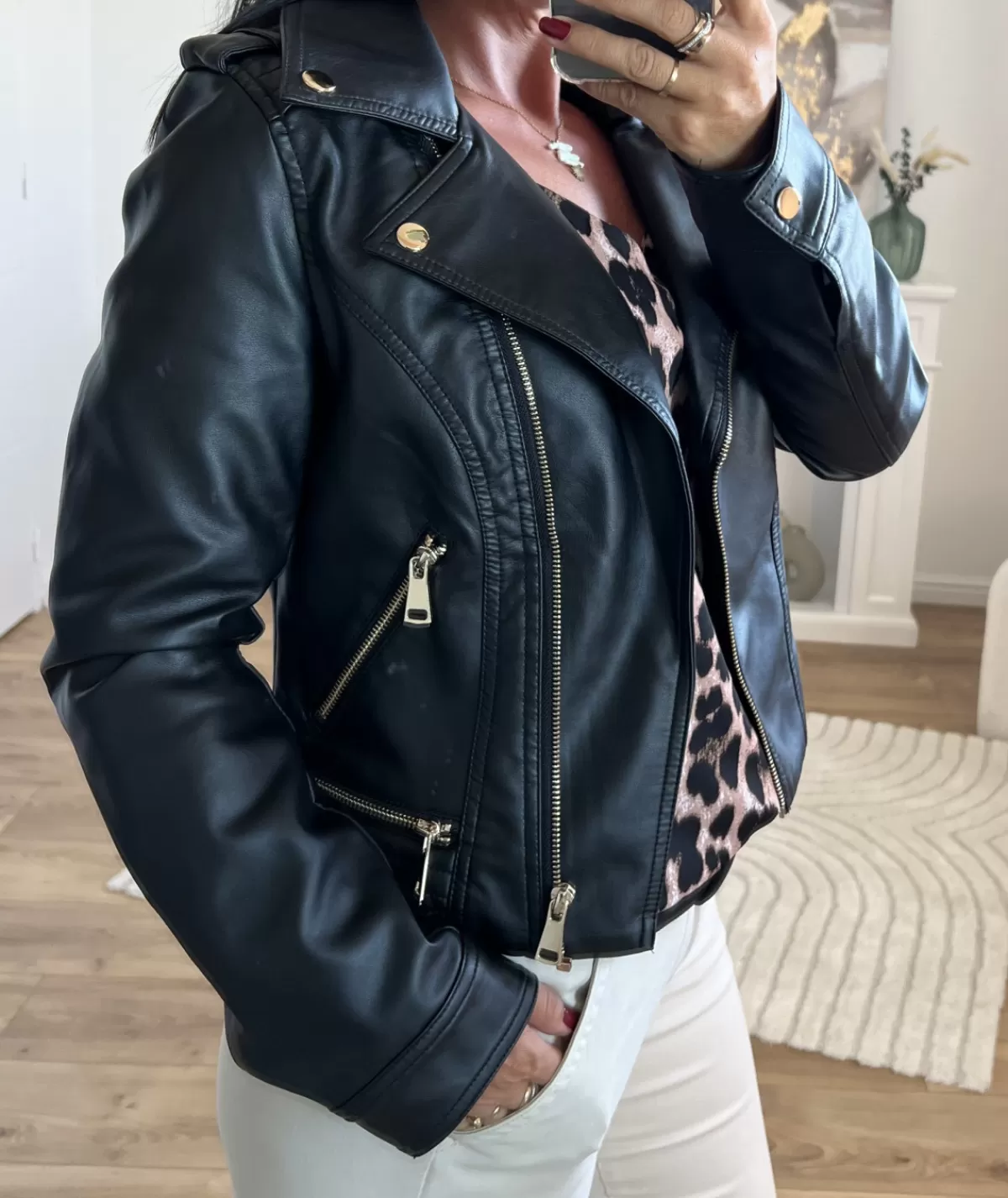 La boutique de Lilie Vestes>VESTE SIMILI CUIR LAETICIA Noir