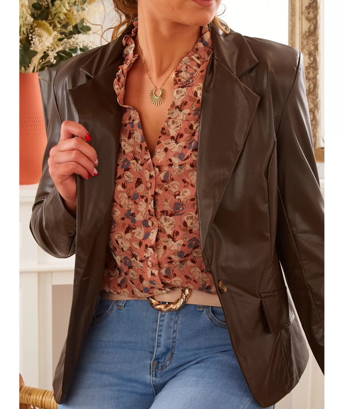 La boutique de Lilie Vestes>VESTE SIMILI INGRID III Marron